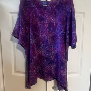 Mexicali Blues Women's 3XL Purple Floral Tunic Top Short Sleeve Casual